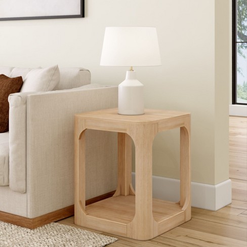 Plank+beam Square Side Table With Shelf, Side Table For Living Room ...