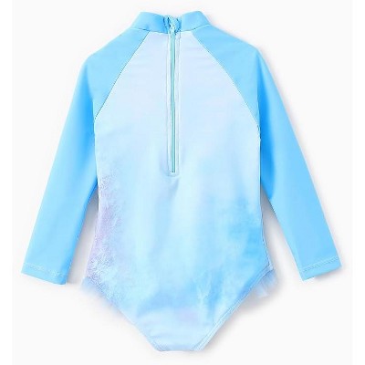 Frozen Disney Frozen Kids Colorblock Summer One Piece Rash Guards Elsa Blue 4T-5T — фото 2