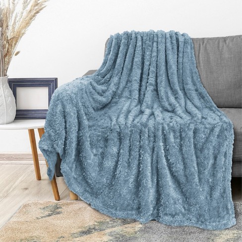 PAVILIA Lightweight Fleece Throw Blanket for Couch, Soft Warm Flannel  Blankets for Bed , Dusty Blue/Twin - 60x80