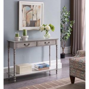 Kings Brand Furniture – 2 Drawer Wooden Hall Console Sofa Table, Washed Oak Finish - 1 of 4