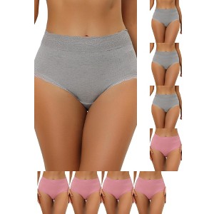 INSPIRE CHIC Women's High Waist Tummy Control Comfortable Lace Trim Ribbed Briefs 9 Packs - 1 of 4