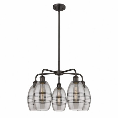 Vaz - 5 Light Stem Hung Chandelier In Industrial Style-13.63 Inches Tall and 23.88 Inches Wide