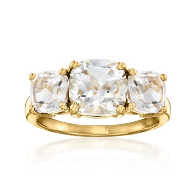 Ross-Simons 5.00 ct. t.w. White Topaz 3-Stone Ring in 18kt Gold Over Sterling