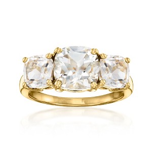 Ross-Simons 5.00 ct. t.w. White Topaz 3-Stone Ring in 18kt Gold Over Sterling - 1 of 4