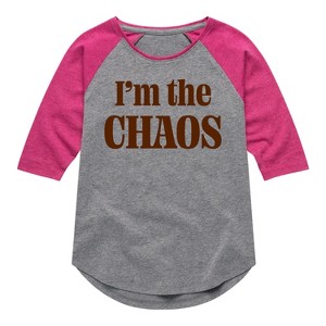 Girls' - Instant Message - Chaos Caffeine Kid Shirt Tail Raglan Graphic T-shirt - 1 of 4