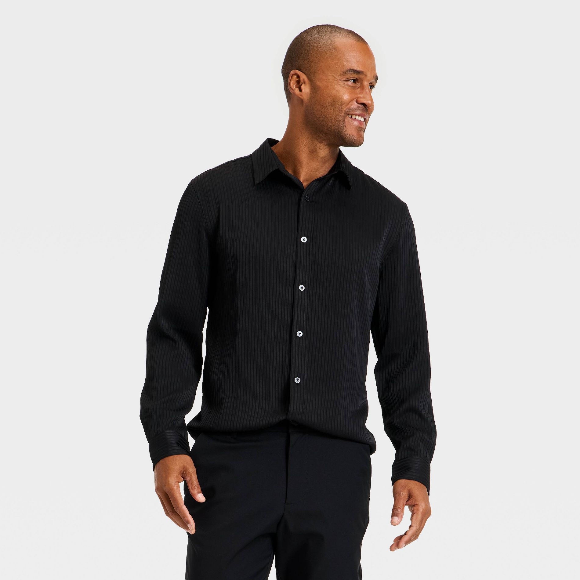 Men's Long Sleeve Crinkle Dress Shirt - Goodfellow & Co™