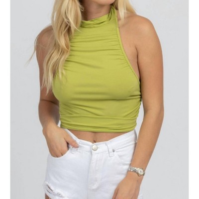 Women's RUCHED HALTER BACKLESS TOP - Bailey Rose