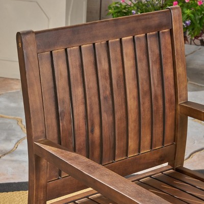 Dark Brown Acacia Wood Outdoor Dining Chair Set