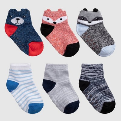 Image of Baby Boys' 6pk Bear Print Low Cut Socks - Cat & Jack™ 12-24M