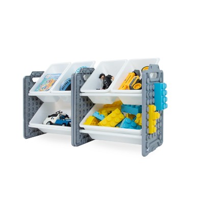 Gray and White Kids Toy Organizer with 6 Removable Bins