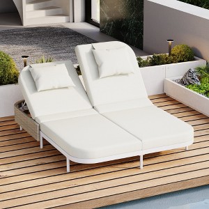 Mlmh & Kngwa 62.6"W Patio Rattan Daybed Loveseat - 1 of 4