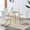 5-Piece Dining Set with Glass Table and 4 PU Armless Chairs - 2 of 4