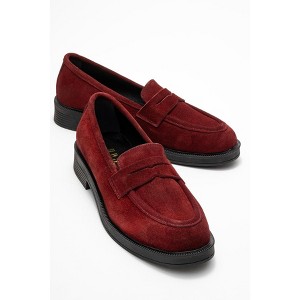 Bree - Burgundy Suede Platform Leather Loafers (Women) burgundy suede 7 - 1 of 4