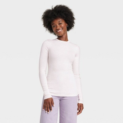 Women's Long Sleeve Featherweight Crewneck T-Shirt - Universal Thread™  Heather Cream M