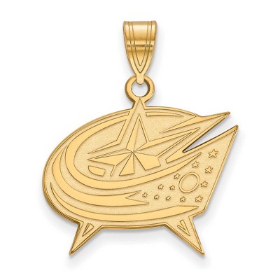 Black Bow Jewelry 14k Yellow Gold Columbus Blue Jackets NHL Large Pendant