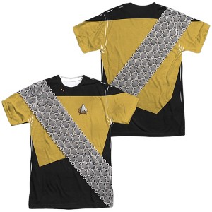 Men's Star Trek Worf Uniform (Front Back Print) Short Sleeve Costume T-Shirt - 1 of 4