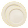 Smarty Had A Party Ivory w/ Gold Edge Rim Plastic Plates Dinnerware Set - 120 Sets - 2 of 4