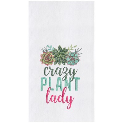 C&F Home Crazy Plant Lady Embroidered Cotton Flour Sack Kitchen Towel