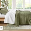 Olive Green King Duvet Cover Set - 3 - Piece Pintuck Pleated, Lightweight, Soft Microfiber - 2 of 4