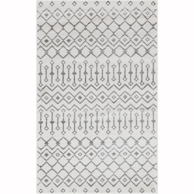 Ivory Moroccan Trellis 5' x 8' Easy-Care Synthetic Area Rug