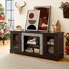 58" Modern Farmhouse TV Stand for 65 Inch TV, Media Console with Faux Stone & Adjustable Shelves for Living Room-3irtyhousy - 2 of 4