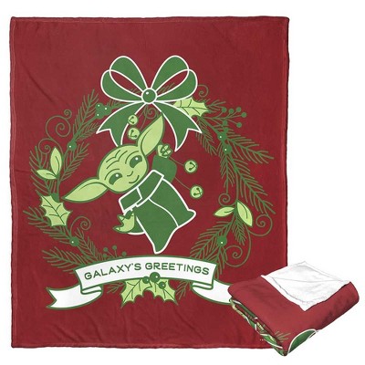 Disney Star Wars The Mandalorian Grogu Wreath Silk Touch Throw Blanket 50x60 Inches