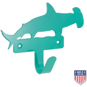 5 Star Super Deals Hammerhead Shark Coat Wall Hook - Durable Teal Metal Hanger for Ocean Themed Decor, Kids' Rooms, and Coastal Bathrooms - 1 of 3