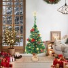 Aghana Digitals 25.2" Green PVC Christmas Tree with 20 LED Lights, 4 Lighting Modes, Gold/Red - 2 of 4