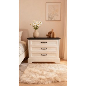 Modern Farmhouse Nightstand Set of 2, 24.8" Wide Rustic White Bedside Table for Bedroom or Living Room, white - 1 of 3