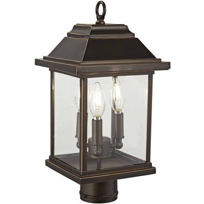 Minka Lavery Rustic Outdoor Post Light Fixture Oil Rubbed Bronze 3-Light 17 1/4" Clear Glass for Post Exterior Barn Deck House