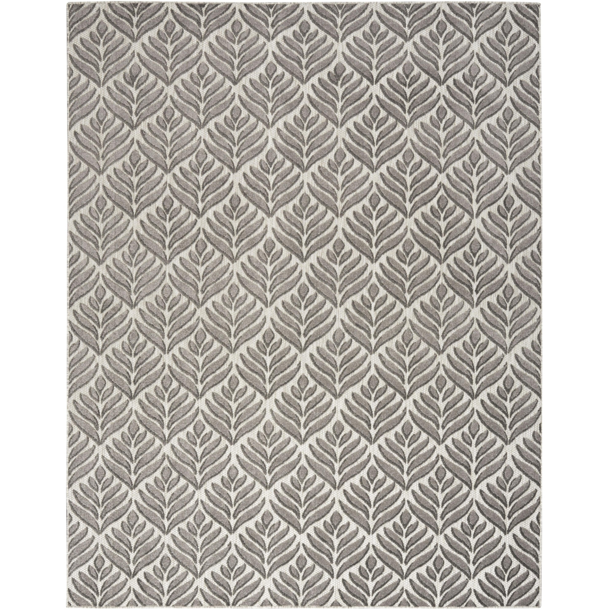 Nourison Aloha Tropical Palm Flatweave High-Low Indoor Outdoor Area Rug Charcoal 3'6" x 5'6"