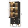 Resenkos Bookshelf, Bookcase Standing Shelf Unts,Freestanding Bookcase Bookshelf with LED Light, Doors & 2 Drawers,Black - 4 of 4