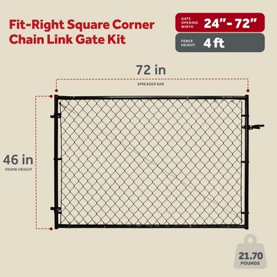 Black Adjustable Chain Link Walk-Thru Gate Kit with Steel Frame