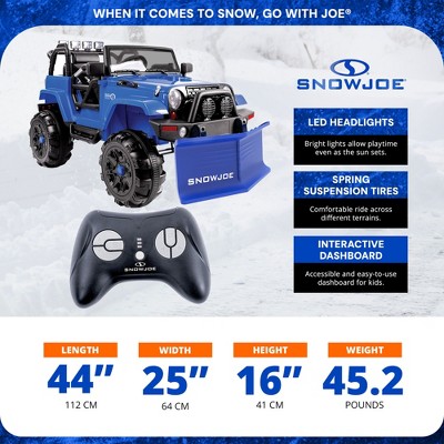 Blue 24-Volt Kids Ride-On SUV with Snow Plow and Remote