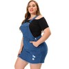 Women's Plus Size Fashion Ripped Hem Side Pockets Denim Suspender Mini Sundresses - Agnes Orinda - 3 of 4