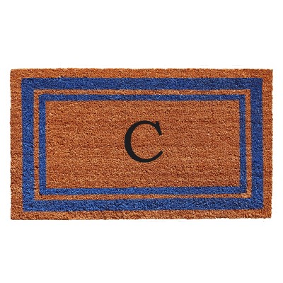 Calloway Mills 152972436A Blue Border 24 In. x 36 In. Monogram Doormat