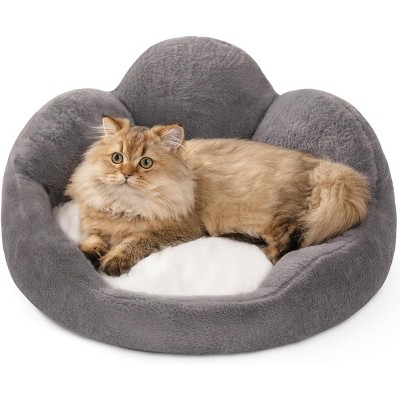 Boersma Fluffy Cat & Small Dog Bed – Washable Indoor Pet Sofa Bed for Cats, Flower-Shaped Cozy Couch with Non-Slip Bottom, Soft Lounger for Sleeping