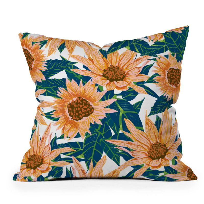 Sunflowers Outdoor Throw Pillow Orange/Blush - Deny Designs, 1 of 5