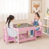 Ifans 3 in 1 Kids Wood Table & 2 Chair Set, Children Activity Table Desk Sets w/Storage Drawer, Detachable Blackboard for Toddlers Drawing Reading Art Playroom, 3-Piece Kid-Sized Furniture - image 3 of 4