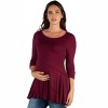 24seven Comfort Apparel Womens Ruched Sleeve Swing Maternity Tunic Top - 2 of 4