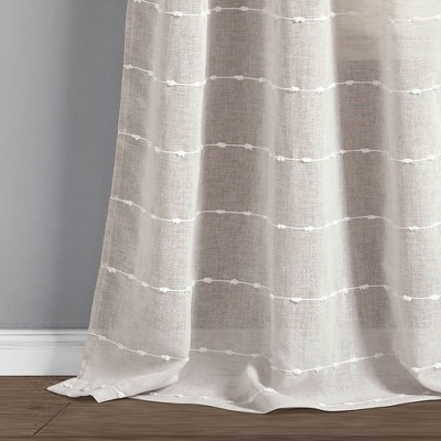 Beige Sheer Polyester Grommet Window Curtain Panels, 38"W x 95"L