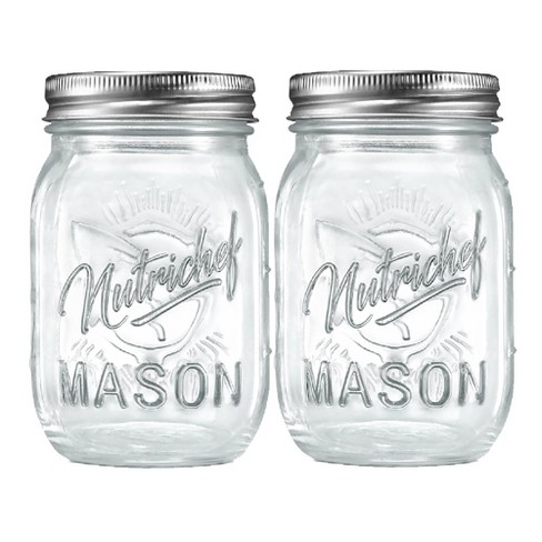 NutriChef 2 Pcs. Glass Mason Jars with Regular Lids and Bands, DIY Magnetic  Spice Jars, Ideal for Meal Prep, Jam, Honey, Wedding Favors, and more