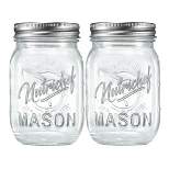 NutriChef 2 Pcs. Glass Mason Jars with Regular Lids and Bands, DIY Magnetic Spice Jars, Ideal for Meal Prep, Jam, Honey, Wedding Favors, and more