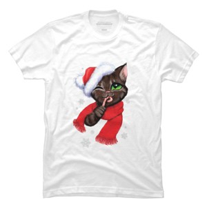 Men's Design By Humans Christmas cat By POLINART T-Shirt - 1 of 4