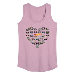 Women's - Hot Wheels - Valentine's Hot Wheels Heart Graphic Racerback Tank - 1 of 4