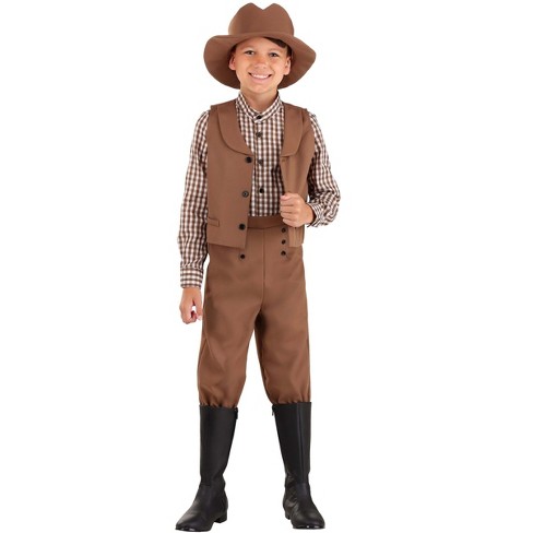 HalloweenCostumes Small Boy Western Pioneer Boy s Costume White Brown