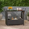 Vynxaria Bar Serving Carts, Brown Wicker Mobile Cart with Ice Bucket and Wine Racks, 38.25"W x 19"D x 35.5"H - 2 of 4