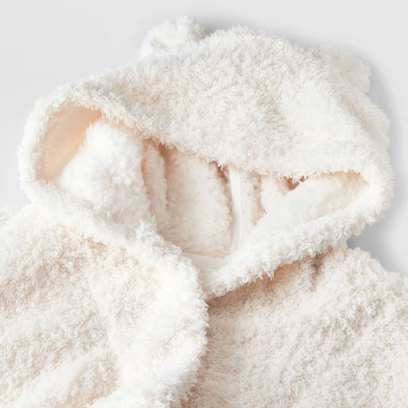 Girls' Bear Hooded Fleece Robe - Cat & Jack™ Cream, 4 of 6
