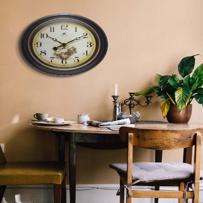 Botanic Antique Style Black and Gold 15.75" Wall Clock