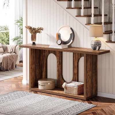 Hommoo 70.9" Long Farmhouse Console Table Brown